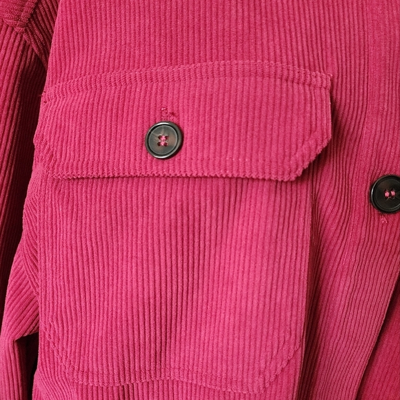 Anthropologie Cropped Corduroy Shacket Red Wine Button Down oversized Large New - Picture 9 of 12